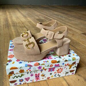 Jeffrey Campbell Timeless Natural Suede Gold Wedge